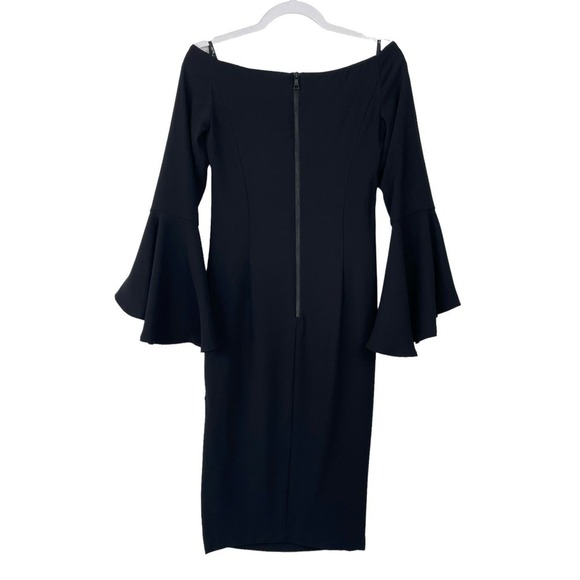 Bardot Arabella Bodycon Flounce Sleeve Black Dress US 4 Cocktail Wedding Party - Picture 8 of 10